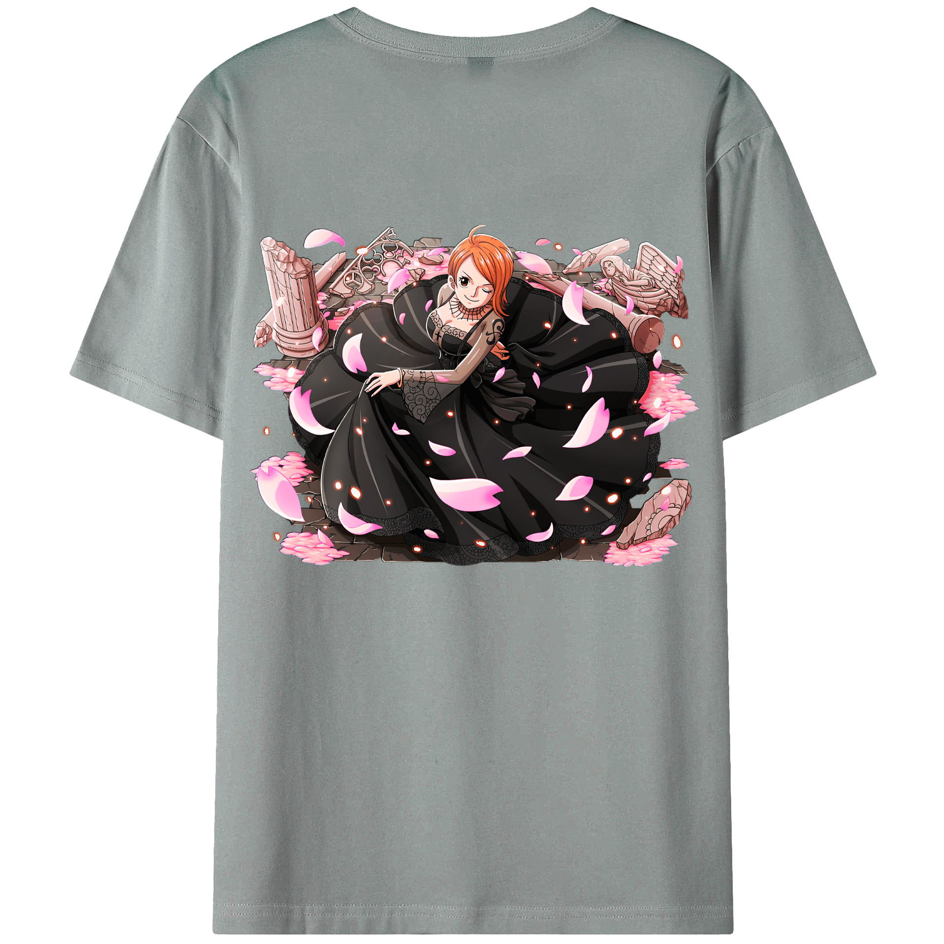 （画像用） ワンピース ナミ ONE PIECE Nami 綿100％ メンズ半袖Tシャツ（バックプリント） 通気性